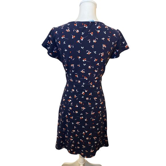 Draper James Navy Blue Floral Ponte Knit Fit and Flare Dress Size Large - Picture 6 of 9